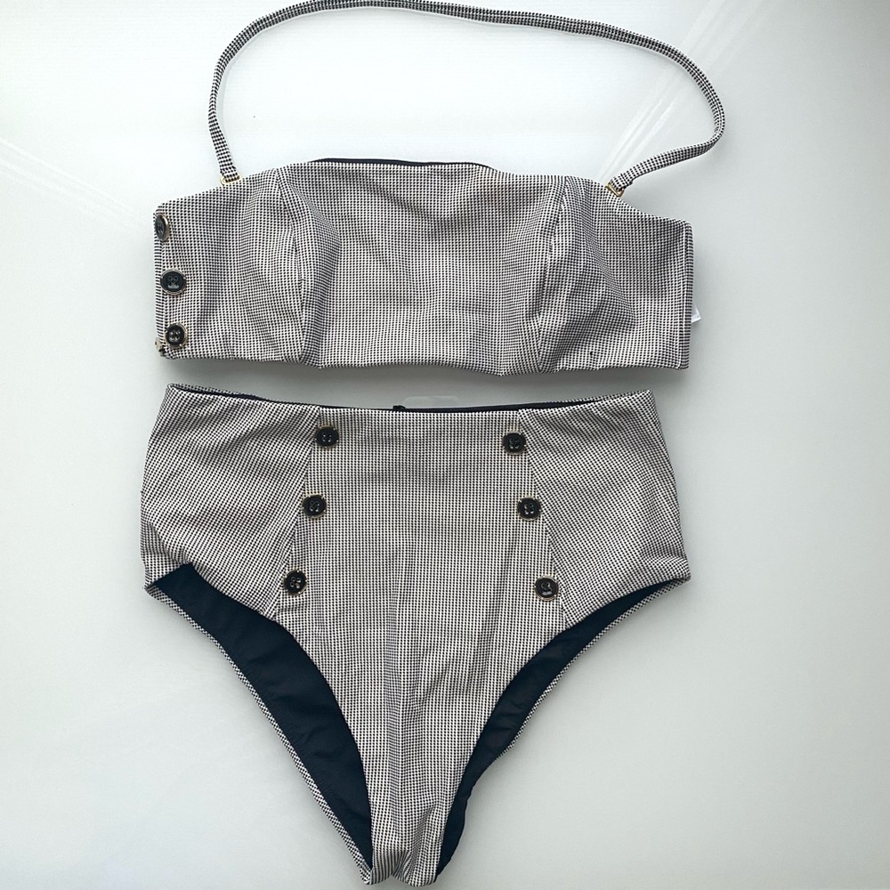 AMAIO SWIM Tallis Side Button Bandeau Bikini Set size Small